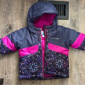 Columbia Youth Navy and Bright Pink Puffer Jacket